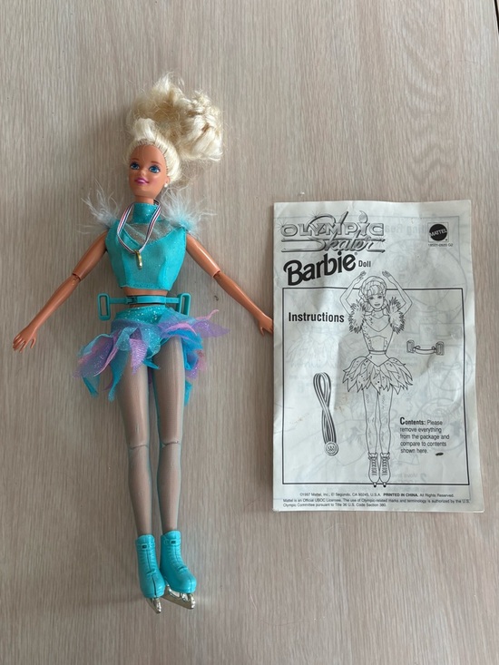 Barbie Other - Vintage Barbie Ice Skater Doll in Teal and Purple Outfit and spare tights